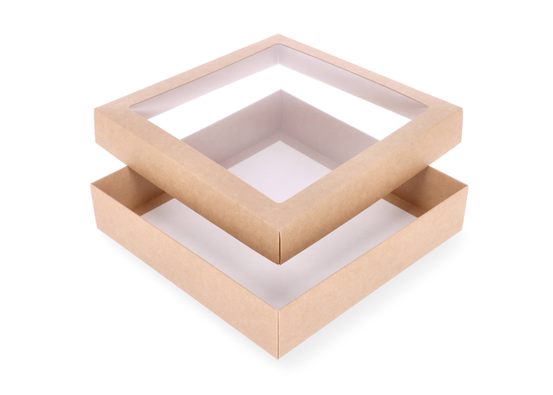 DDP-23L: 250 x 250 x 55 mm<br>two part box with window 1