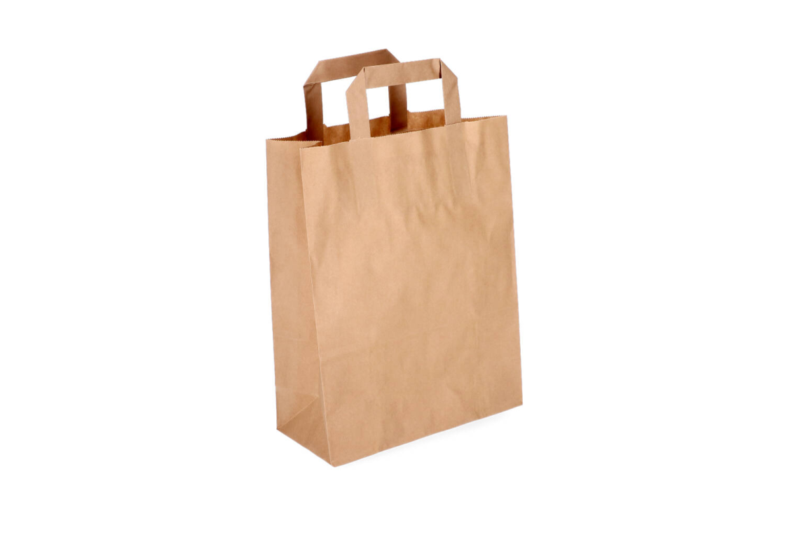 FLAT-2: 220 x 100 x 280 mm paper bag with flat paper handles 1