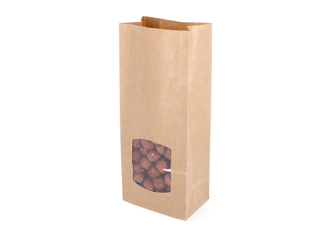 MBLOK-1L, 80x50x190 mm Kraft paper bag with window, 50 pcs. 1