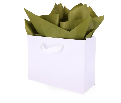 TIS-042: 760 x 500 mm colored tissue paper. Moss-colored 1