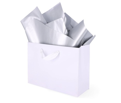 TIS-800: 760 x 500 mm metallized wrapping tissue paper. Silver 1