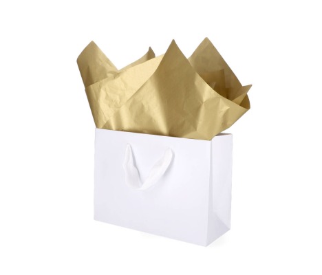 TIS-801: 760 x 500 mm metallized wrapping tissue paper. Golden 1